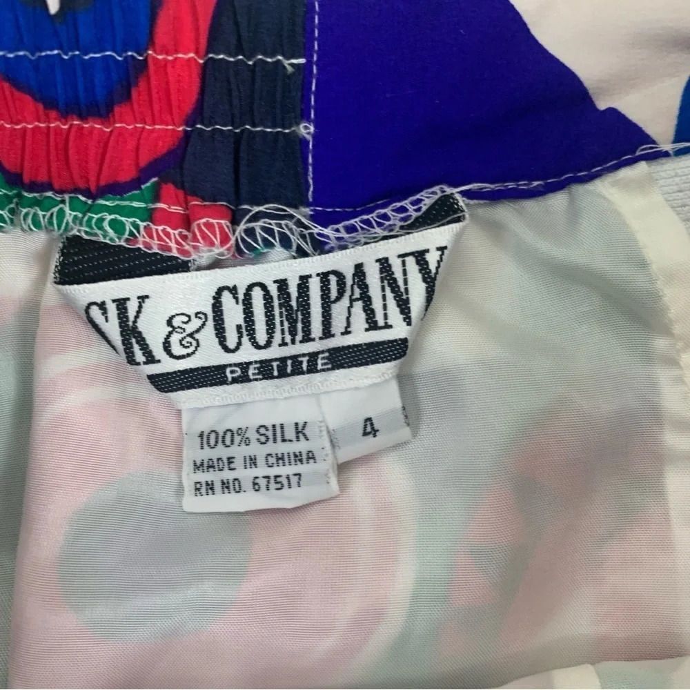Sk & Company Vintage 70s 100% Silk Geometric Retro Print Skirt size 4 - Picture 2 of 7